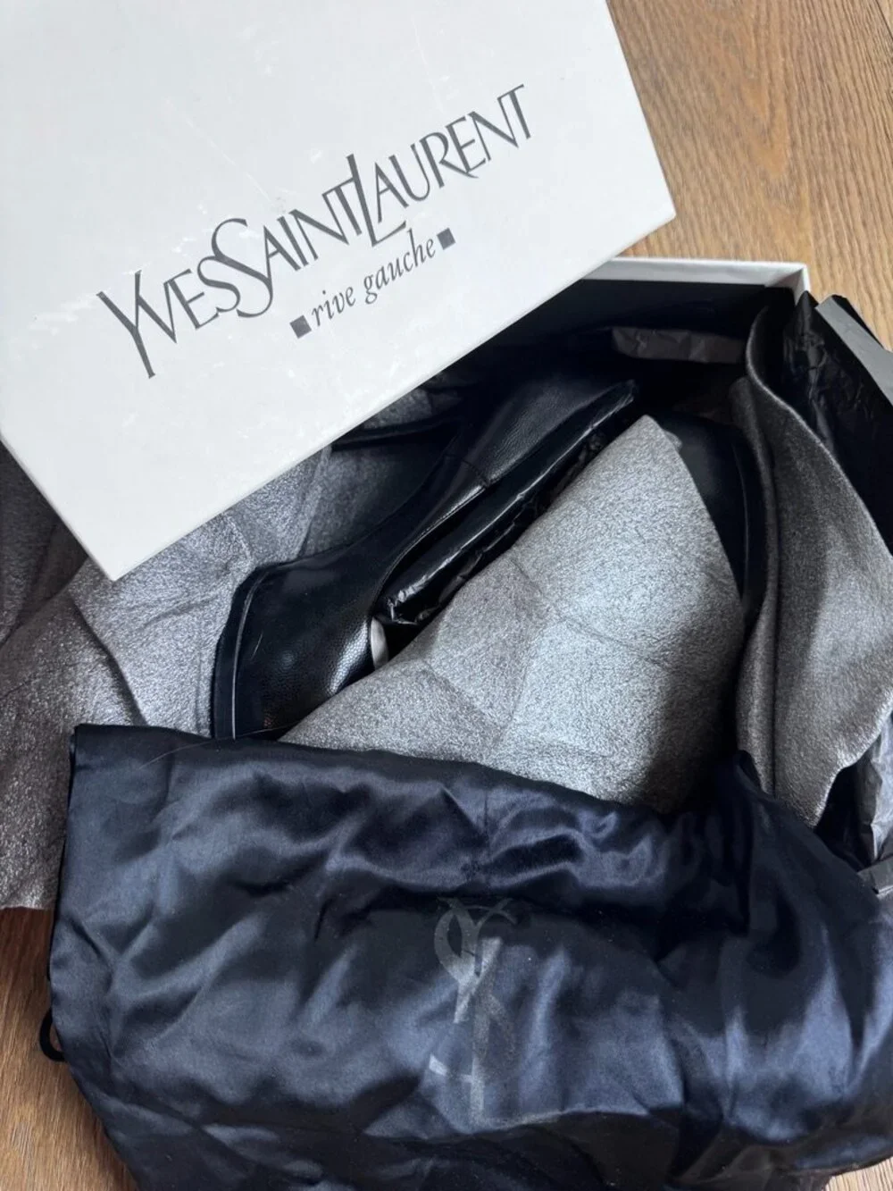 YSL Platform Stilettos, BLACK leather,  Size 38.5 / 8 1/2 US